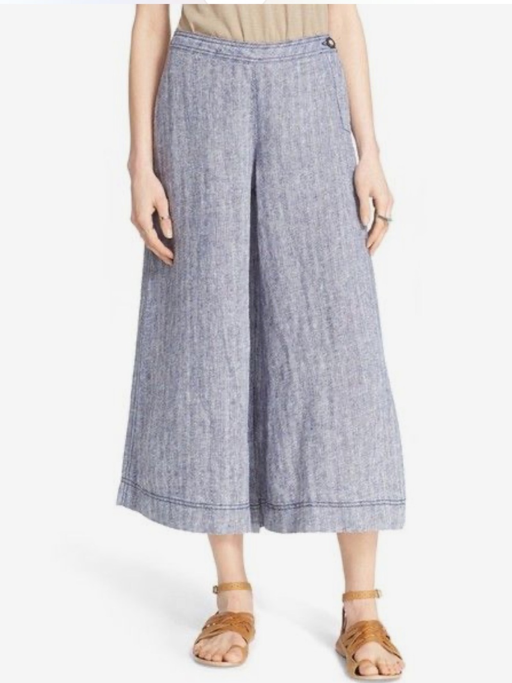 Free People Sani Culotte Wide-Leg Linen Crop Pants Size 2